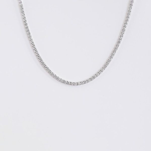 Round Tennis Necklace  18K White Gold | 10.5 CT