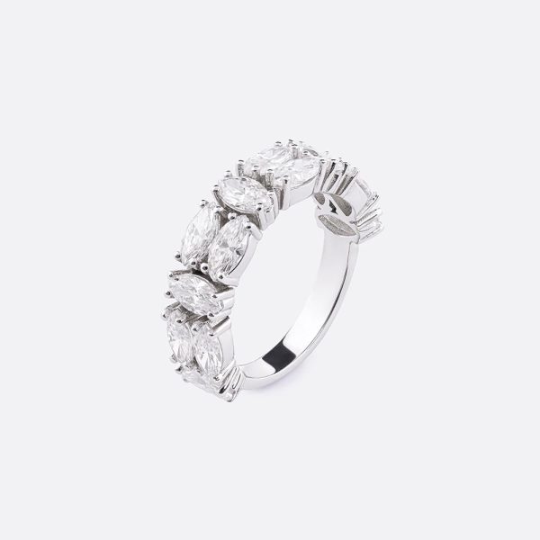 Half Marquise Alliance Ring 18K White Gold  | 2.6 CT