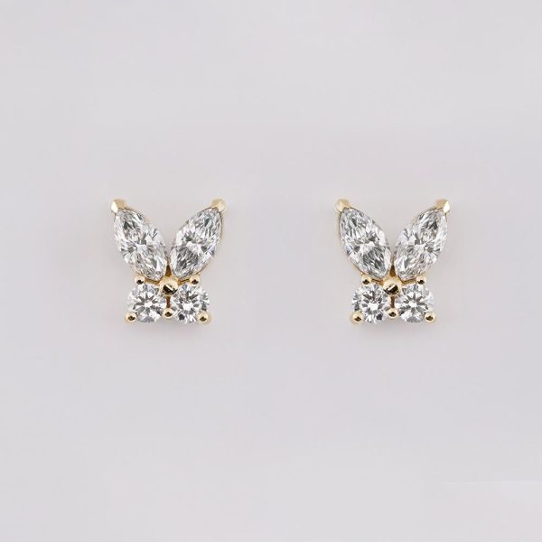 Marquise and Round Diamond Earrings 18K Yellow Gold  | 2.8 CT