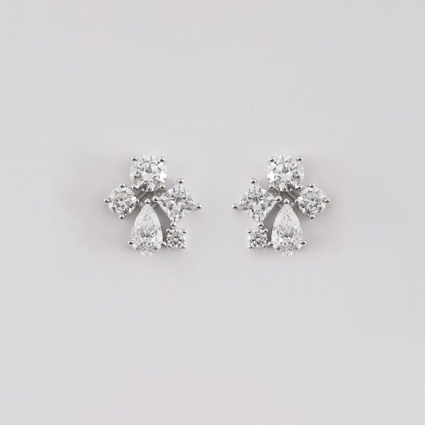 Mixed stones diamond earrings 18K White Gold | 7.52CT