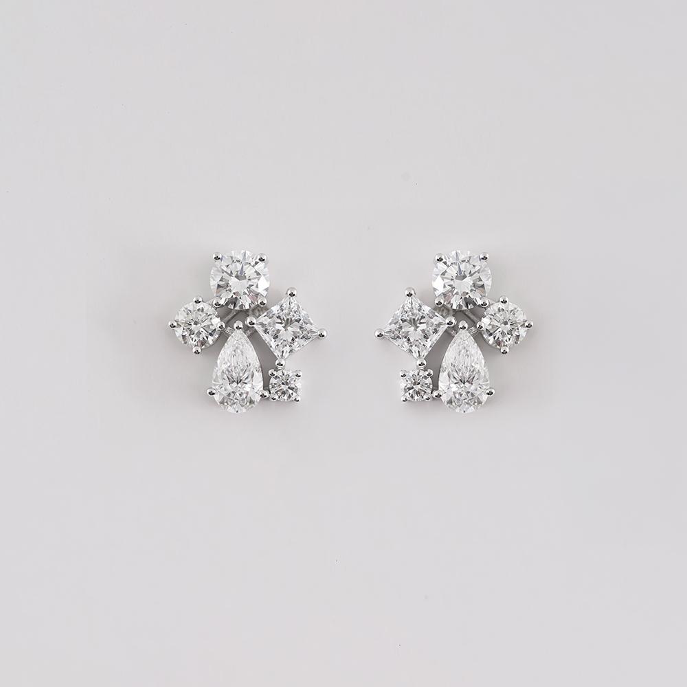 Mixed stones diamond earrings 18K White Gold | 7.52CT