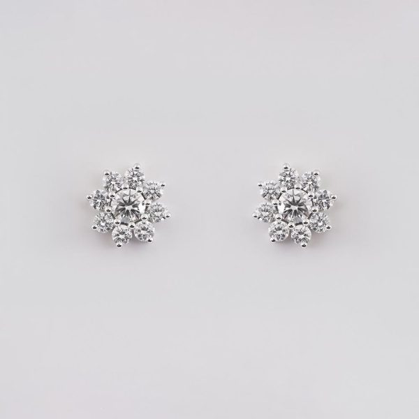 Flower diamond earrings 18K White Gold| 2.6CT