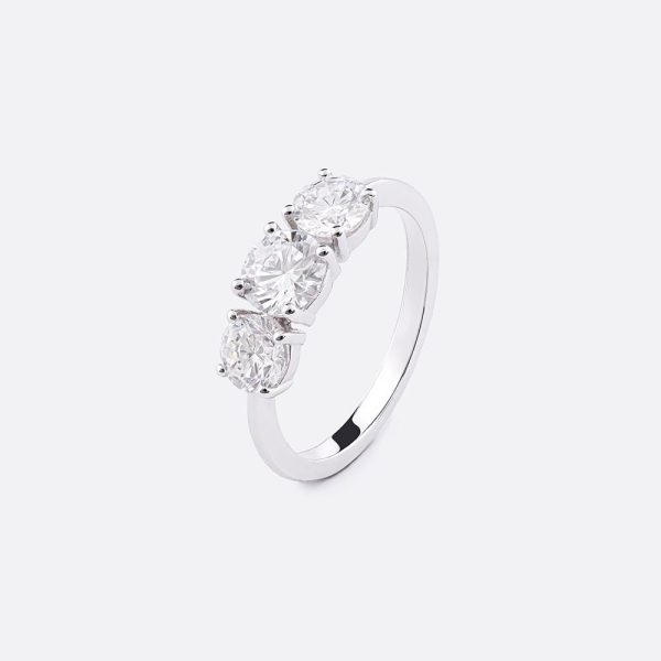 Three studs ring 18K White Gold | 1.7CT