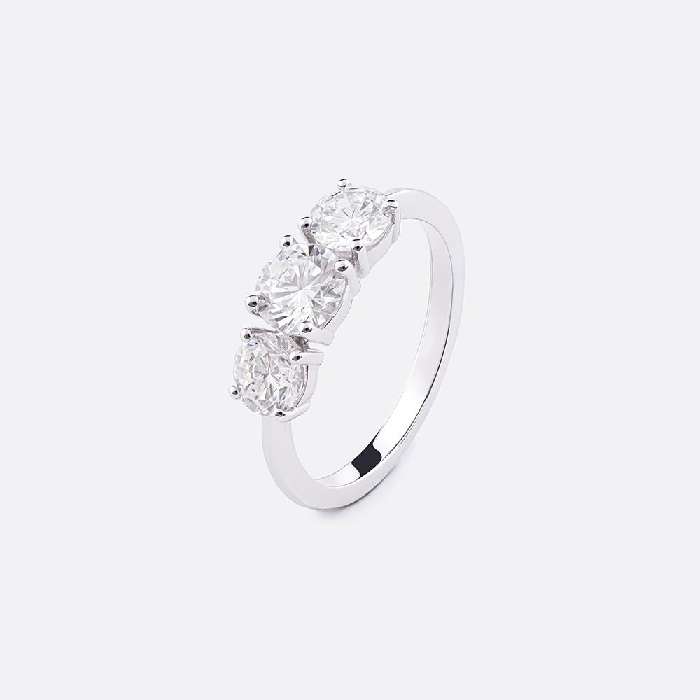 Three studs ring 18K White Gold | 1.7CT