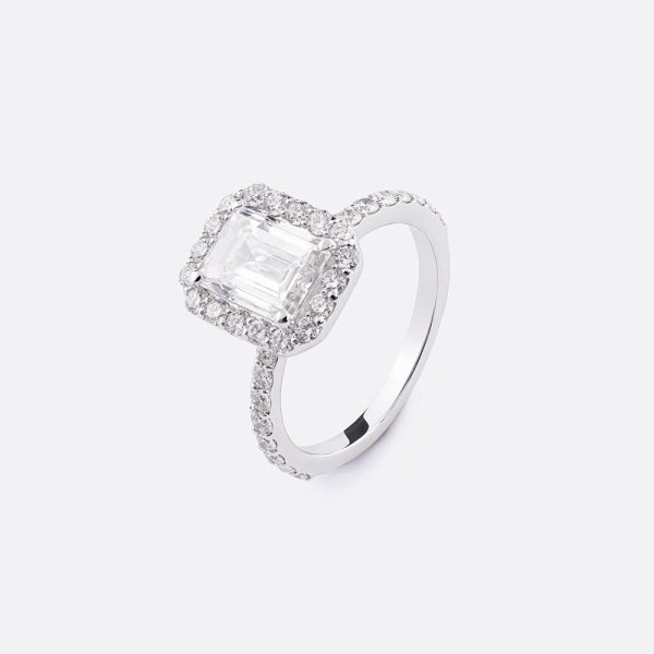 Emerald engagement ring 18K White Gold | 2.78CT