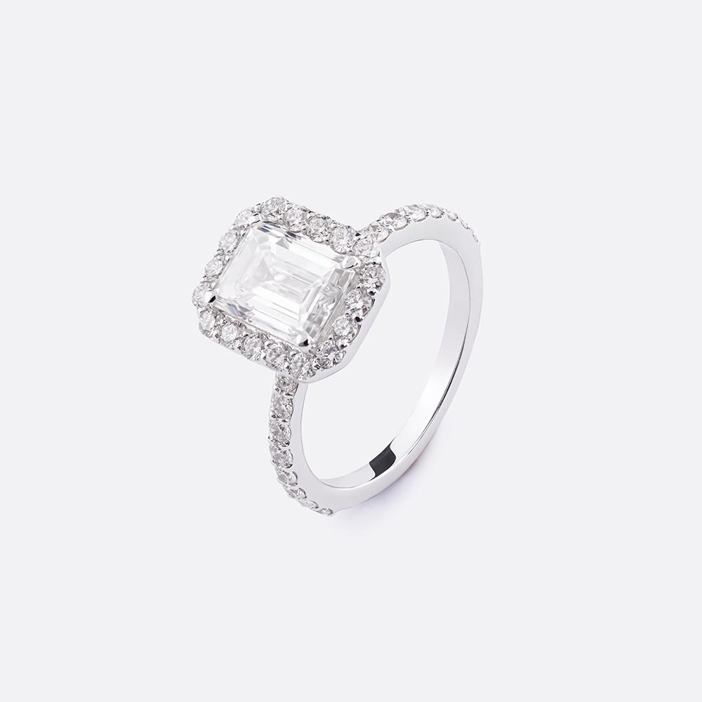 Emerald engagement ring 18K White Gold | 2.78CT