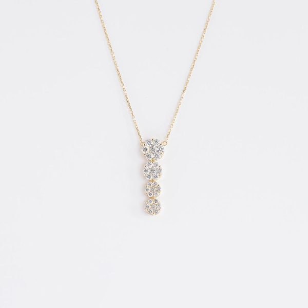 Five flowers diamond pendant 18K Yellow Gold | 2.45CT