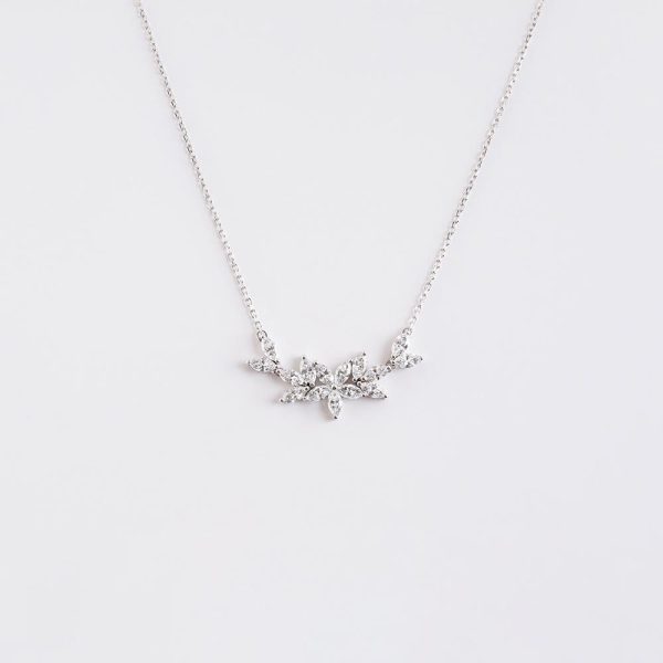 Marquise Flower diamond pendant 18K White Gold | 3CT