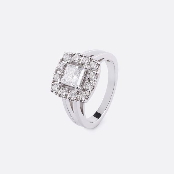 Solitaire Princess Ring 18K White Gold | 1.61 CT