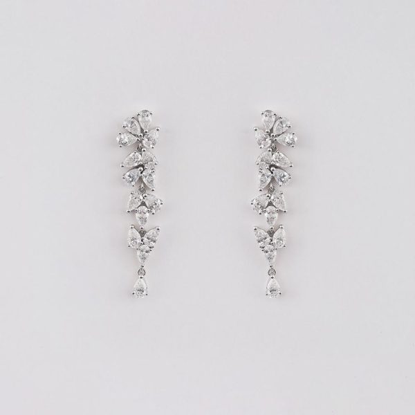 Long Pear Diamond Earrings 18K White Gold  | 6 CT