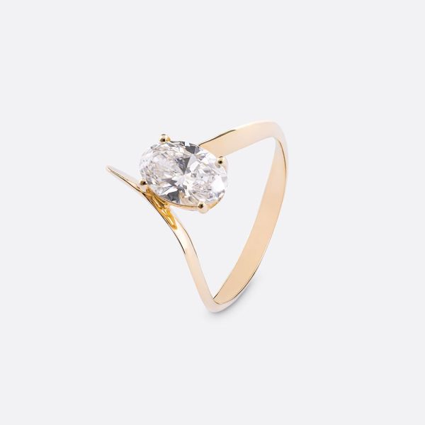 Curved Diamond Ring  18K Yellow Gold  | 1.05CT