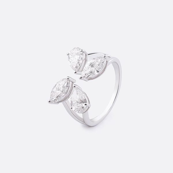 Mix studs diamond ring 18K White Gold | 2CT
