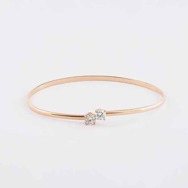 Bracelet with Two Diamond Studs 18K Rose Gold | 1CT