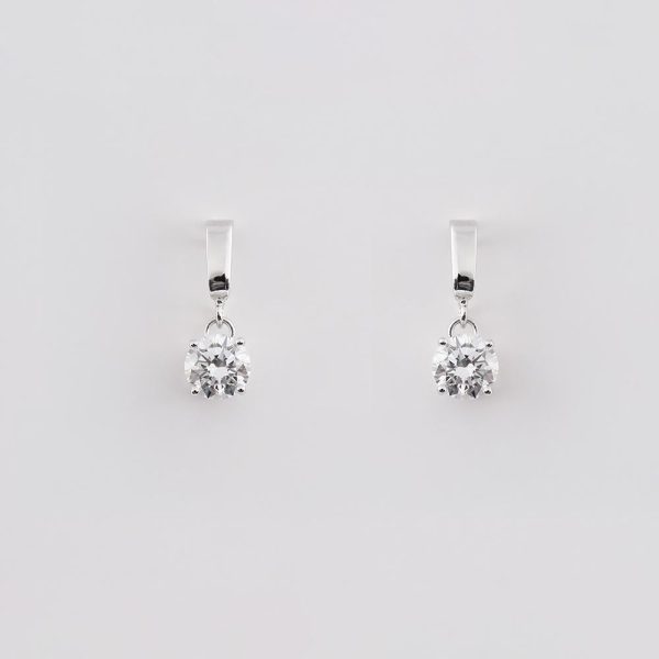 Round Suspended Earrings 18K White Gold | 2.06CT