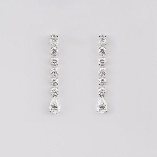 Long Diamond Earrings 18K White Gold | 11.13CT