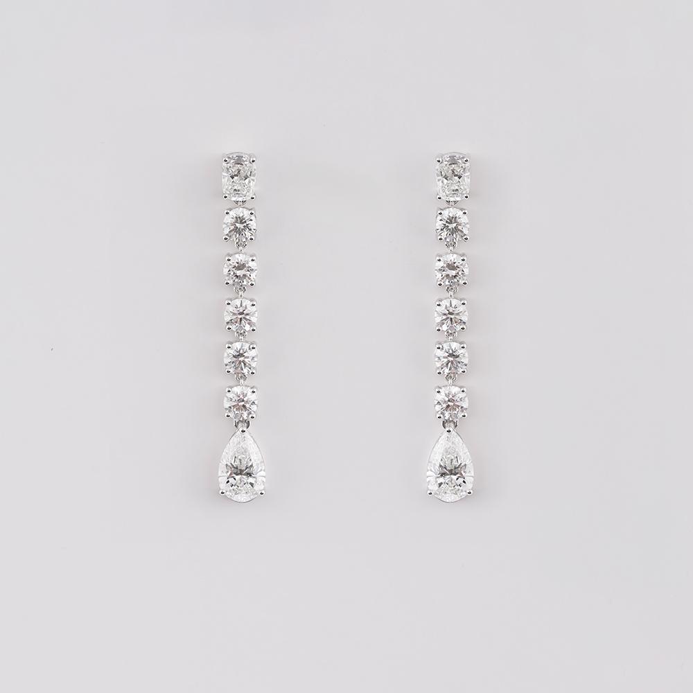 Long Diamond Earrings 18K White Gold | 11.13CT