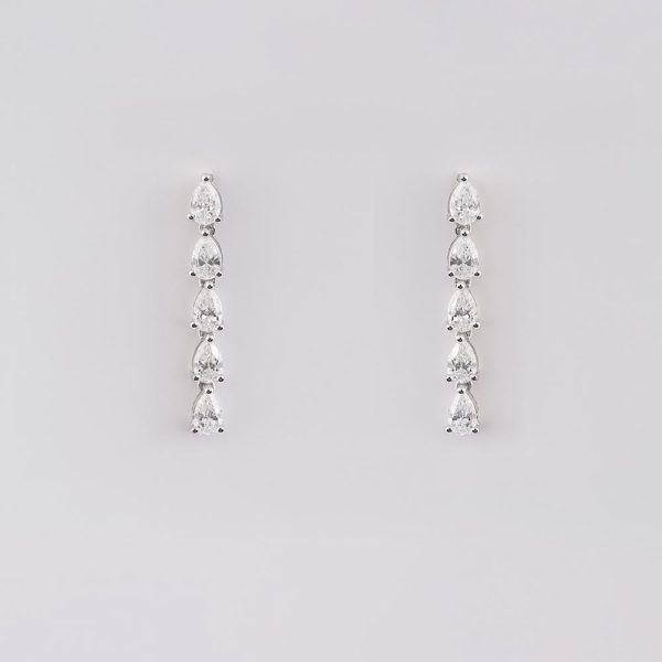 Long Pear Earrings  18K White Gold | 2CT