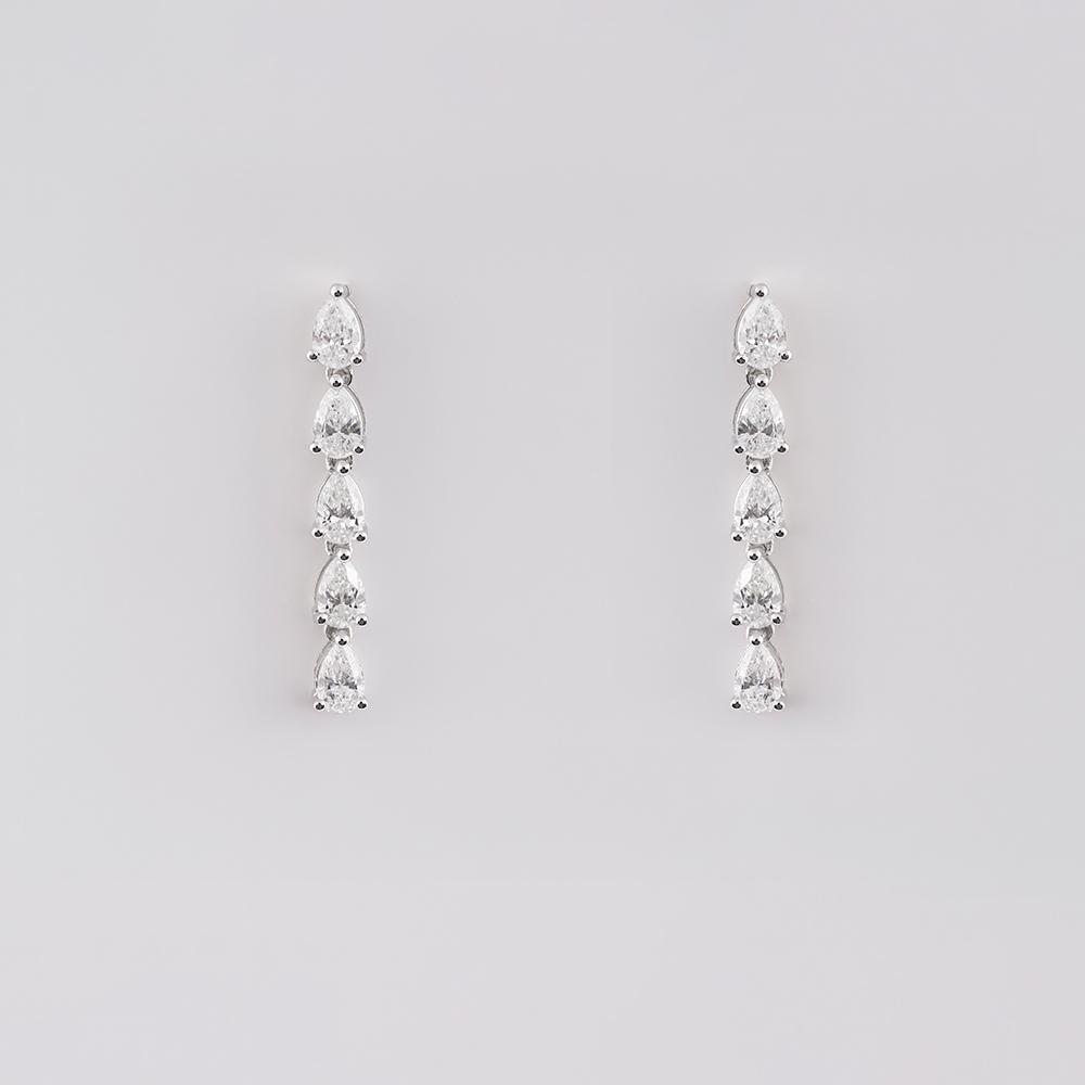 Long Pear Earrings 18K White Gold | 2CT