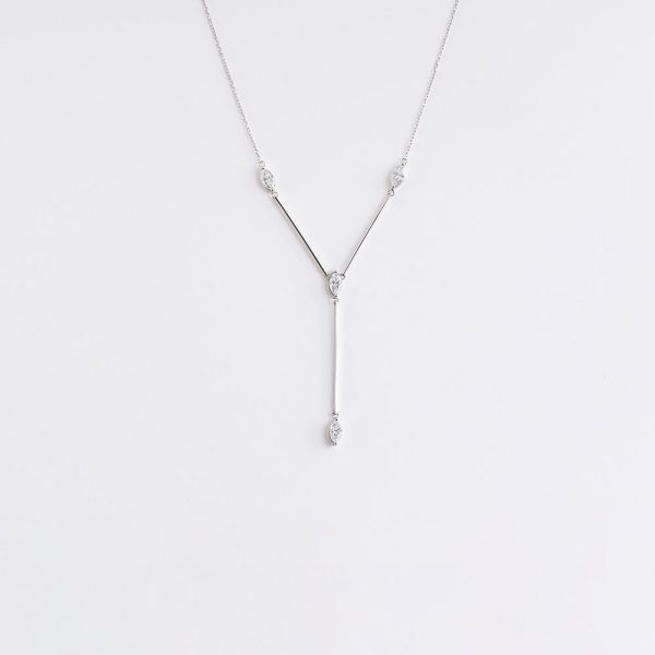 Small Marquise diamond necklace 18K White Gold | 2CT