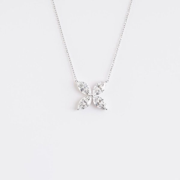 Diamond Marquise Necklace 18K White Gold | 4.34 CT