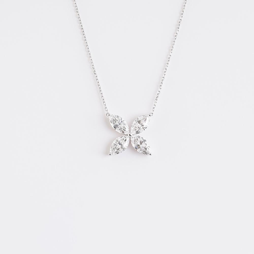 Diamond Marquise Necklace 18K White Gold | 4.34 CT