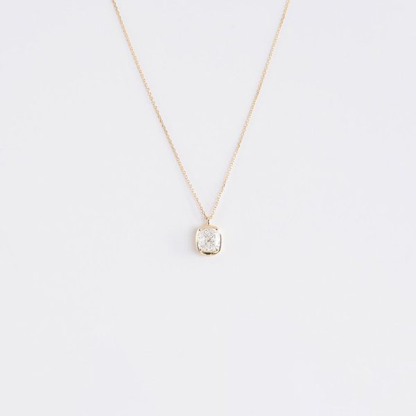 Cushion Cut Diamond Necklace 18K Gold | 2.0 CT