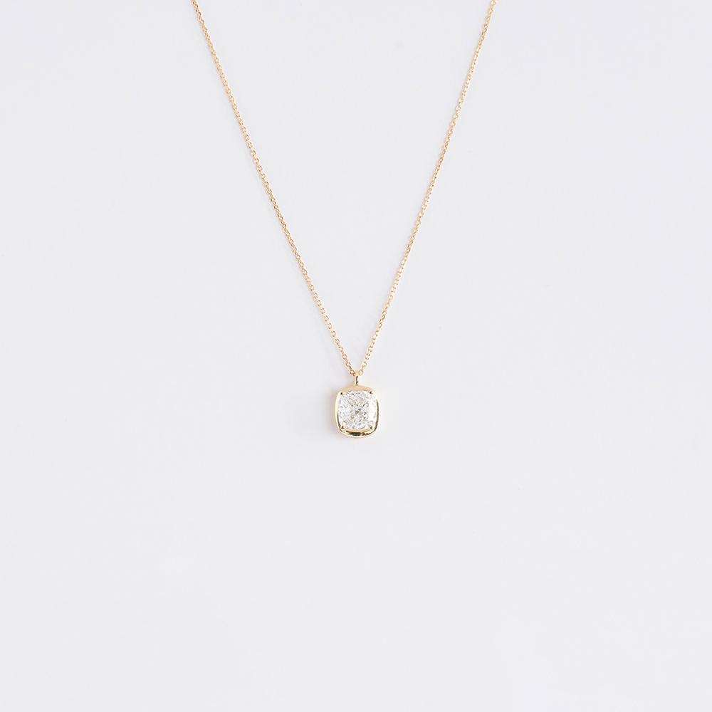 Cushion Cut Diamond Necklace 18K Gold | 2.0 CT
