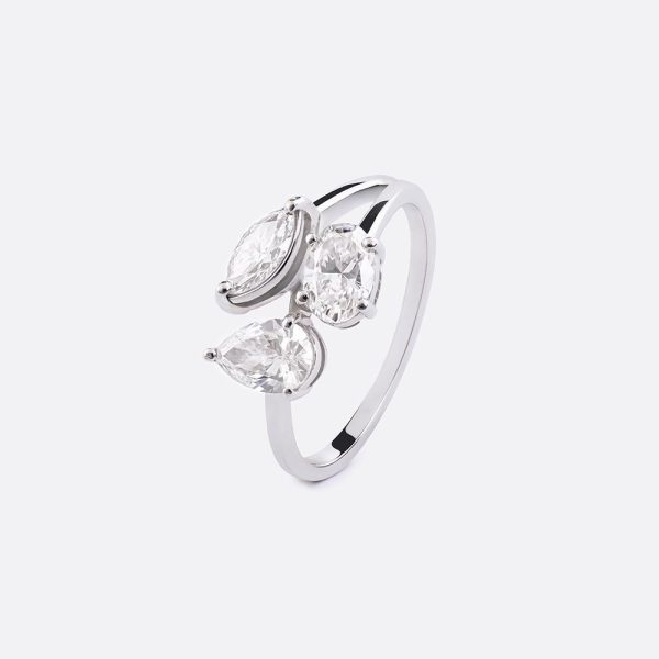 Triple Diamond Ring 18K White Gold | 1.5CT