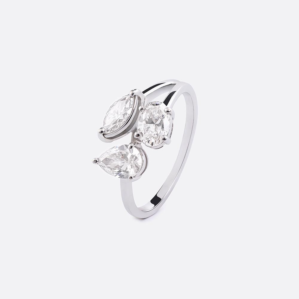 Triple Diamond Ring 18K White Gold | 1.5CT
