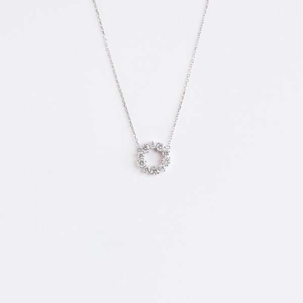 Diamond Round  Necklace 18K White Gold | 1.5 CT