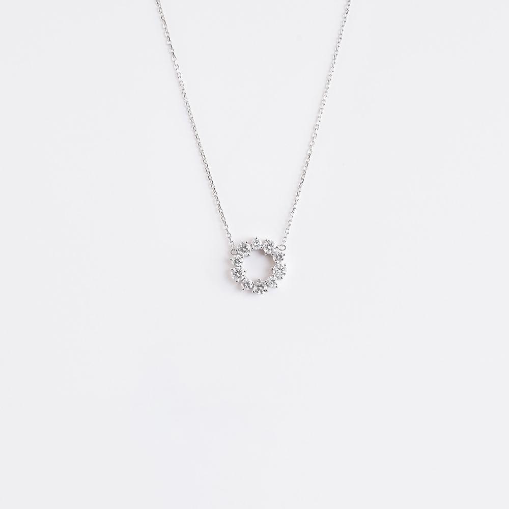 Diamond Round Necklace 18K White Gold | 1.5 CT