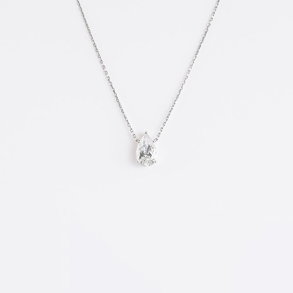 Diamond Pear Necklace 18K White Gold | 3.0 CT