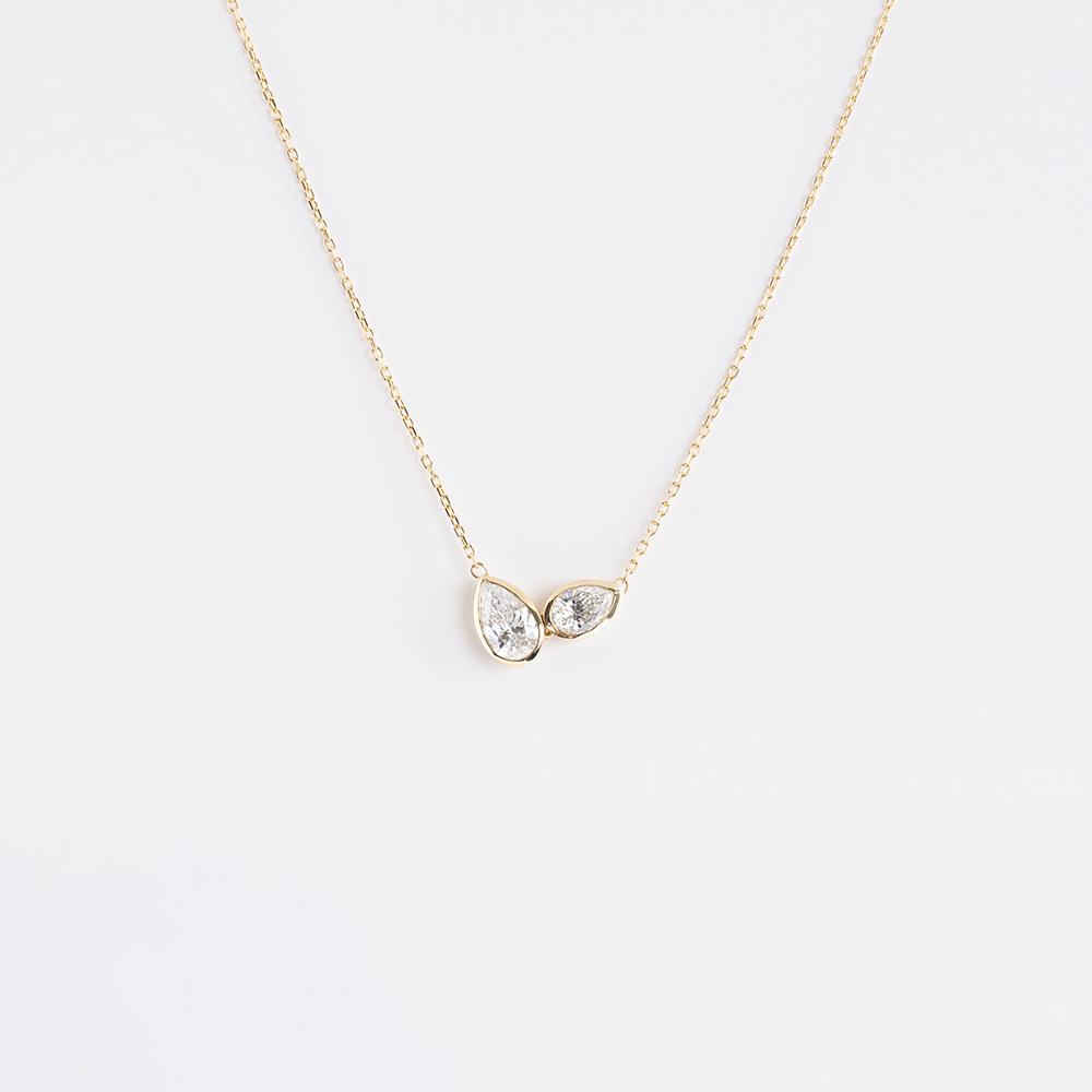 Double Pear Diamond Necklace 18KT Yellow Gold | 2.0 CT