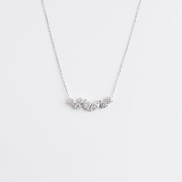 Mixed Stones Diamond Necklace 18K White Gold | 4.37 CT