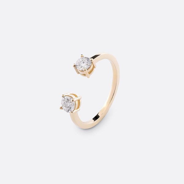 Diamond Two-Stud Ring 18K  Yellow Gold | 0.6 CT