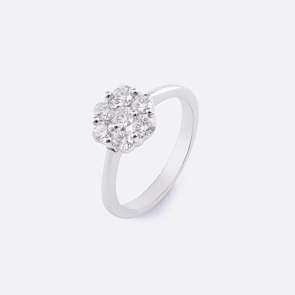 Diamond Flower Ring 18K White Gold | 0.77 CT