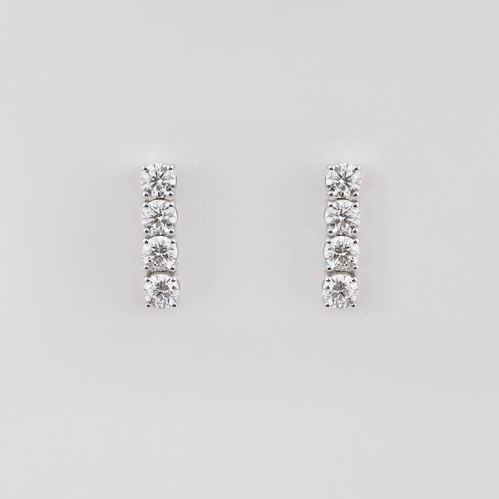 Diamond Drop Earrings 18K White Gold | 4.0 CT