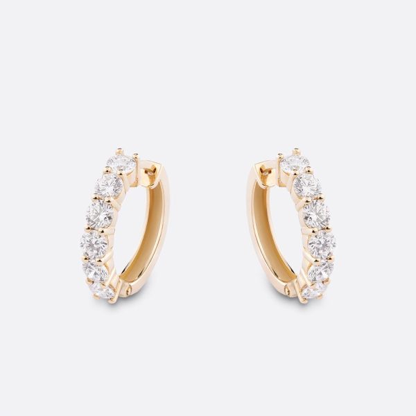 Half Diamond Hoops 18K Yellow Gold  | 2.4 CT