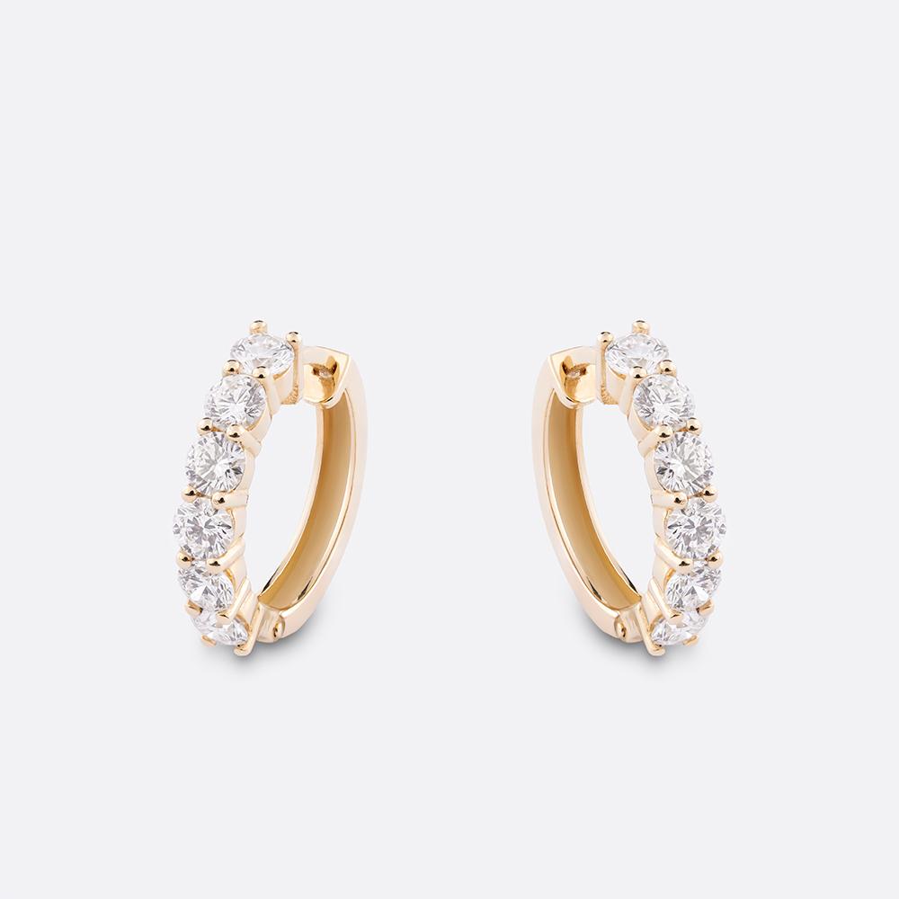 Half Diamond Hoops 18K Yellow Gold | 2.4 CT