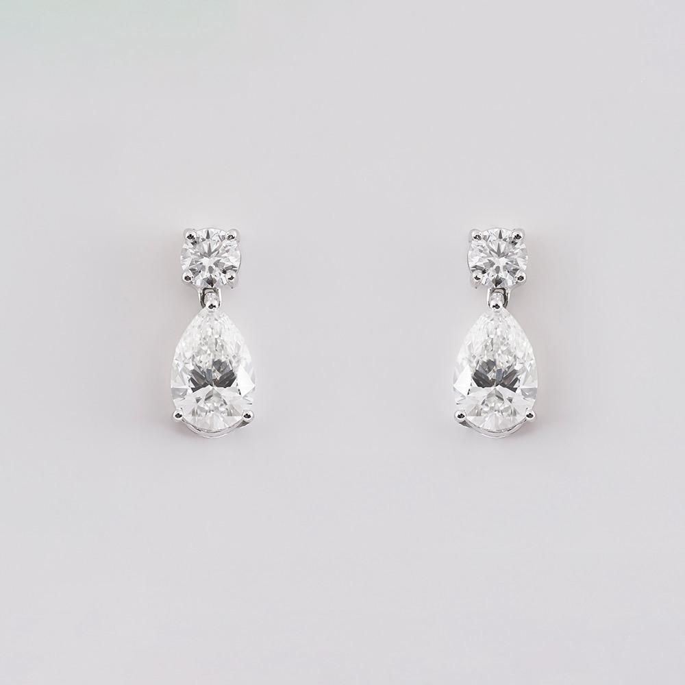 Pear Studs Diamond Earrings | 18K Gold | 5CT
