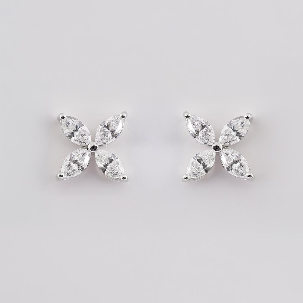 Marquise diamond earring 18 K | 2.4CT
