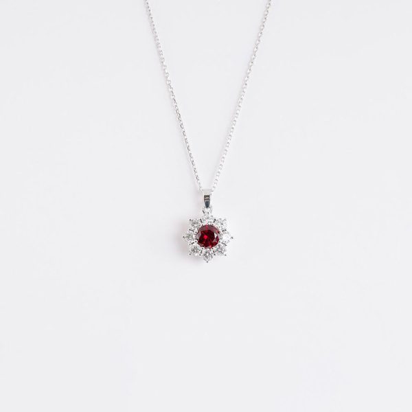 Ruby diamond pendant 18 K | 1.6CT